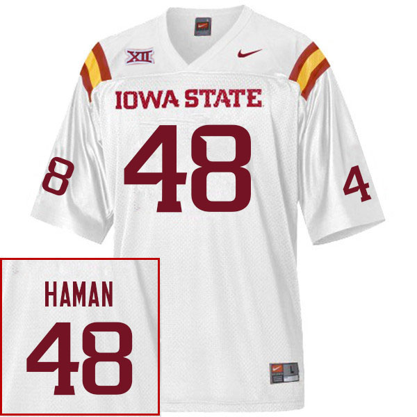 Men #48 Tommy Hamann Iowa State Cyclones College Football Jerseys Sale-White
